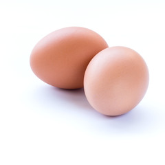 Close up of an egg isolated on white background