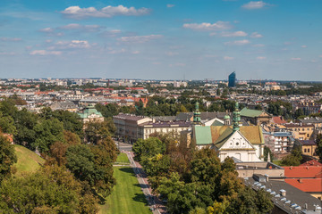 Fototapeta na wymiar View of Krakow from Wawel Castle Tower, Poland