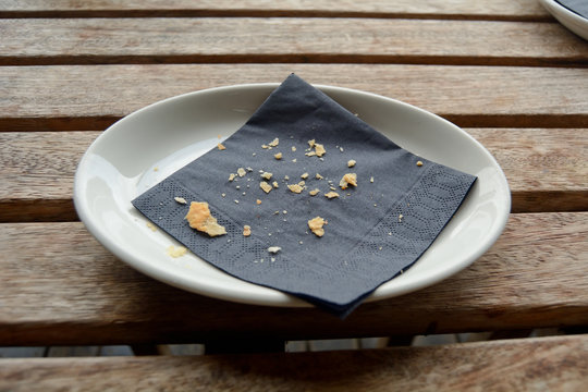 Crumbs left on plate