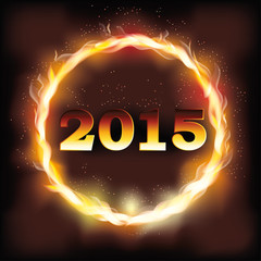 Fire 2015 new year background, vector illustration