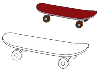 Cartoon equipment for leisure activity - skateboard coloring page - illustration for the children © agaes8080