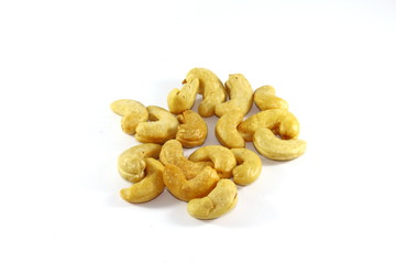cashew nut on the white background