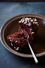 Chocolate muffin on a plate