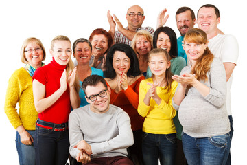 Large Group of Happy People standing together.