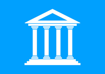 Fototapeta premium White historical building on blue background