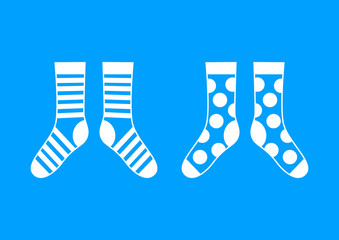 White socks on blue background