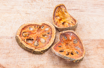 Piece of dried  balefruit