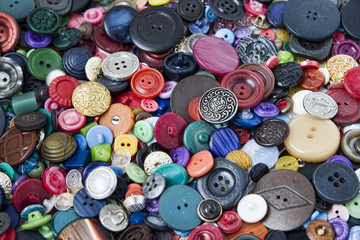 Many buttons of various shapes and colors