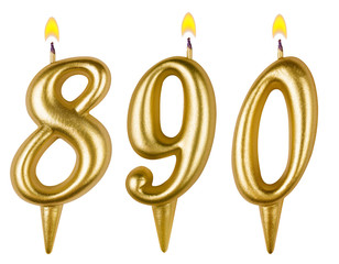 candles number eight hundred ninety isolated on white background