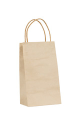 brown paper shopping bag on white