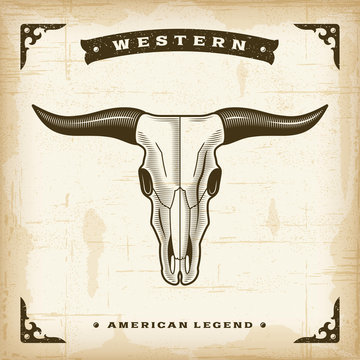 Vintage Western Bull Skull