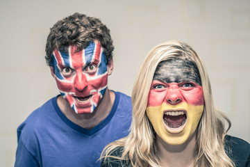 Crazy excited sports fans