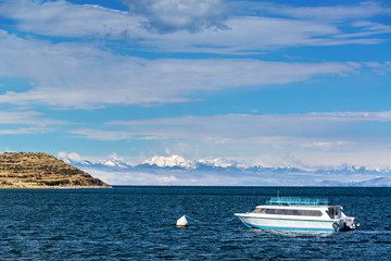 Boat and Andes Mountains