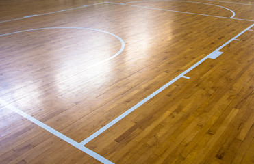 wooden floor basketball court with light effect