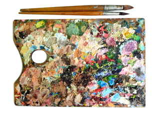 palette with brushes
