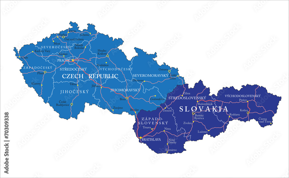 Canvas Prints czech republic and slovakia map