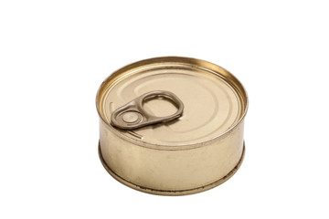closed tin in oil isolated on white background