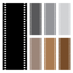 Illustration pack of film strips isolated on white background