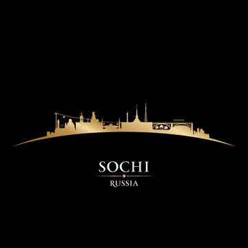 Sochi Russia city skyline silhouette black background