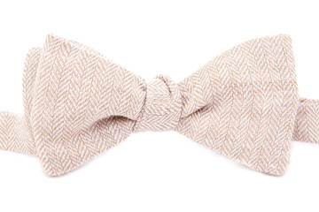 elegant bright bow tie made ​​of linen on white background