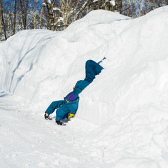 man dipped his head into the snow for fun