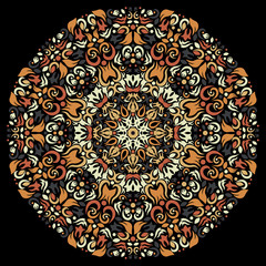 Ornamental round lace pattern, circle background with many