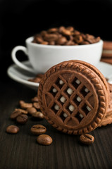 cocoa cookies with coffee beans