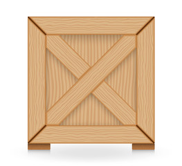 Wooden crate or box vector illustration design isolated on white background. Container or package of wood for industry i.e. warehouse storage, freight transport, delivery and shipment or shipping.