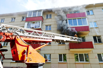 fireman during extinguish a fire