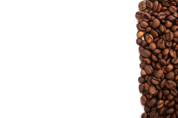 roasted coffee beans with space for advertising text