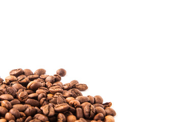 roasted coffee beans with space for advertising text