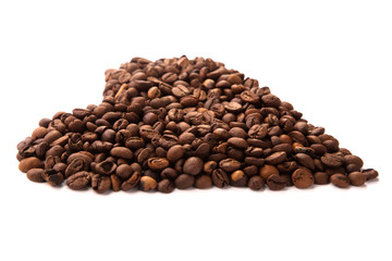 roasted coffee laid out in the form of heart