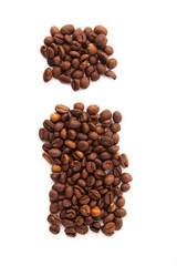 Alphabet letter I of roasted coffee beans