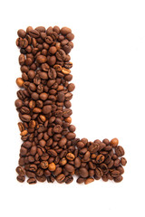 Alphabet letter L of roasted coffee beans