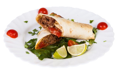 Mexican food tacos isolated on white background