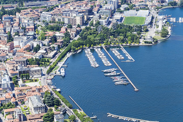 The pier of Como in Italy, Lombardia, from above
