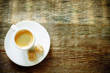 cup espresso coffee with cane sugar