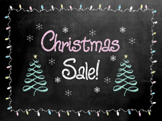 Blackboard or Chalkboard sign with the words Christmas Sale
