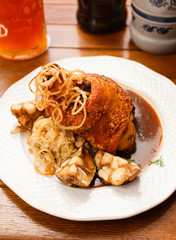 eisbein with braised cabbage and beer