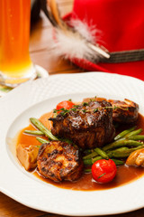 steak with beer