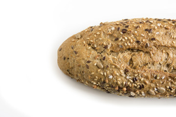 whole grain bread isolated on white background