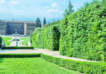 FLORENCE, ITALY - JUNE 22, 2012: Tourists enjoy Boboli gardens o