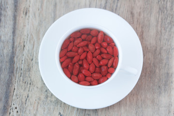 Cup of delicious dietary Goji berries tea