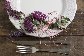 place setting and flowers