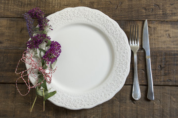 place setting and flowers