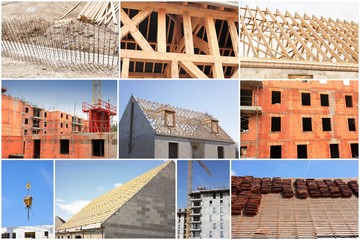 collage of photos of the industry of construction and building