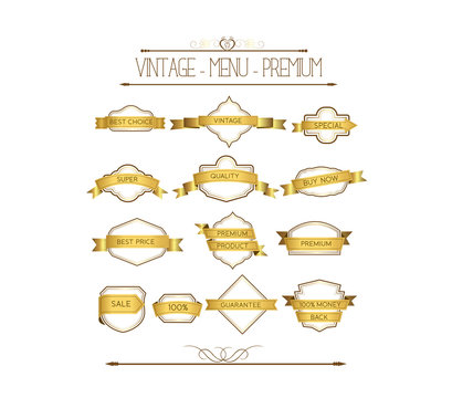 Set luxury labels and ribbons