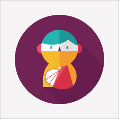 Female patient flat icon with long shadow