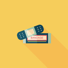 medical bandage flat icon with long shadow