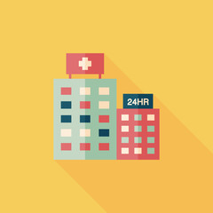 hospital flat icon with long shadow